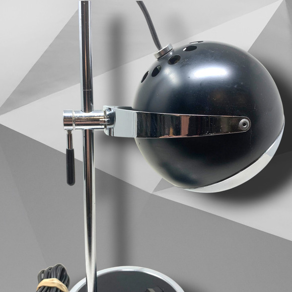 Vintage Hamilton Industries H-7 Eyeball Orb Desk Lamp Light Black Chrome MCM - Picture 5 of 9
